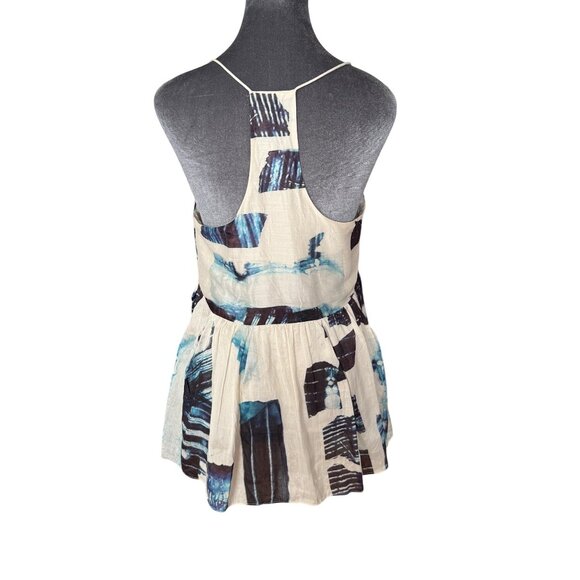 Tibi New York Silk Linen Blend Top Abstract Print Spaghetti Straps Racerback Siz - Picture 5 of 6